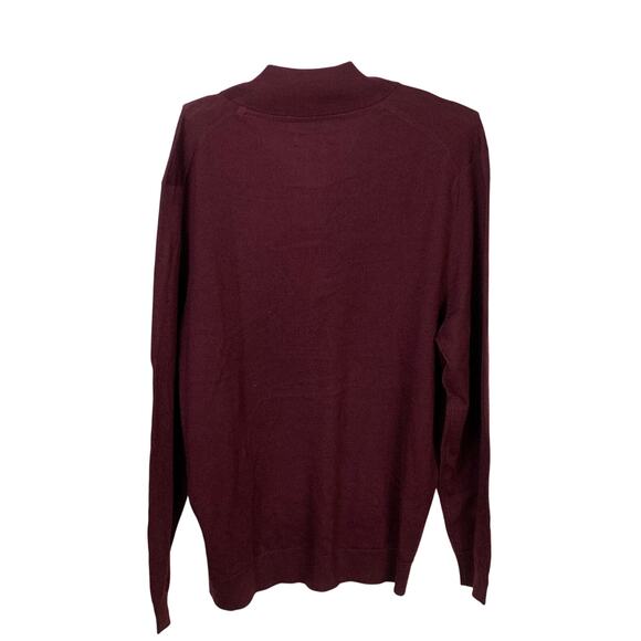 Club Room Burgundy Quarter Zip Merino Wool Blend Sweater XL Mens NWT Lightweight - Picture 3 of 8